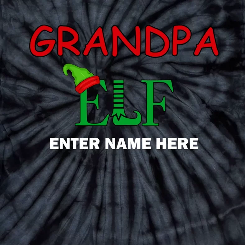 Personalize Grandpa Elf Custom Family Matching Christmas Tie-Dye T-Shirt