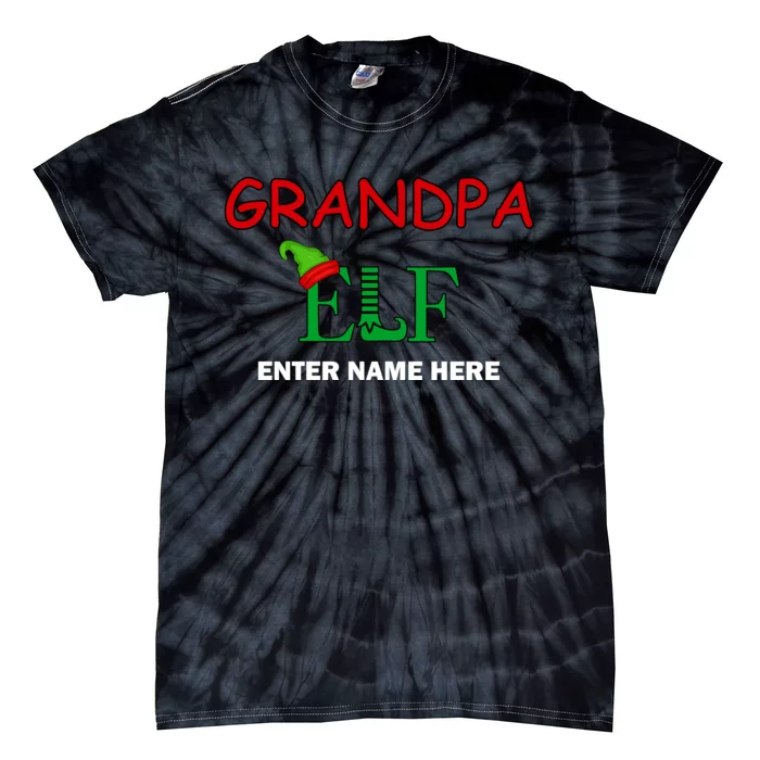 Personalize Grandpa Elf Custom Family Matching Christmas Tie-Dye T-Shirt