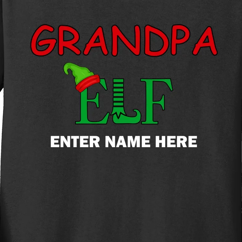 Personalize Grandpa Elf Custom Family Matching Christmas Kids Long Sleeve Shirt