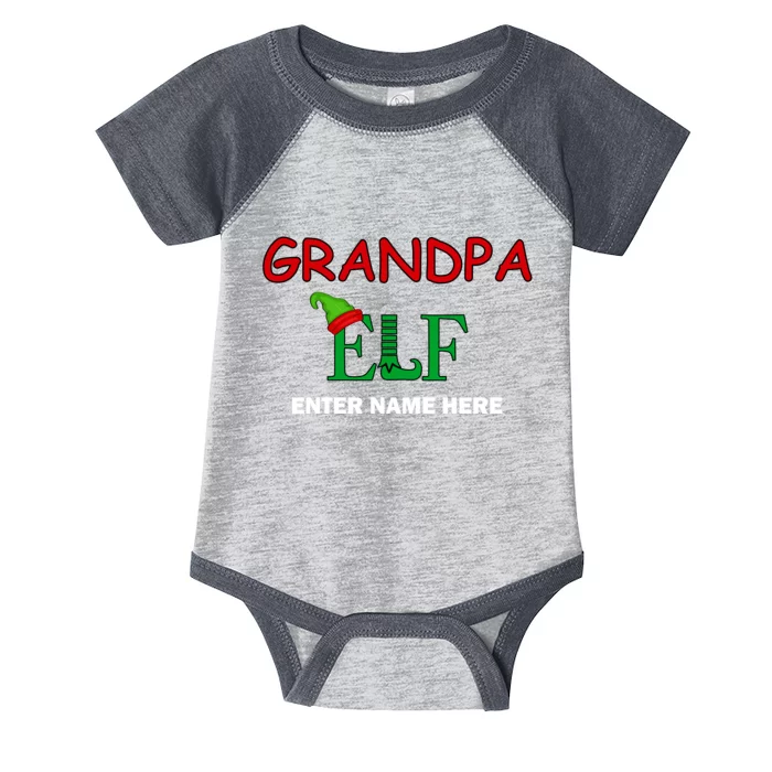 Personalize Grandpa Elf Custom Family Matching Christmas Infant Baby Jersey Bodysuit