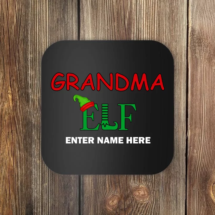 Personalize Grandma Elf Custom Family Matching Christmas Coaster