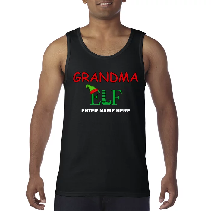 Personalize Grandma Elf Custom Family Matching Christmas Tank Top