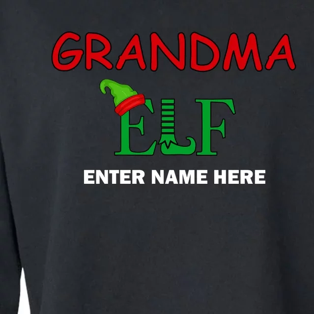 Personalize Grandma Elf Custom Family Matching Christmas Cropped Pullover Crew