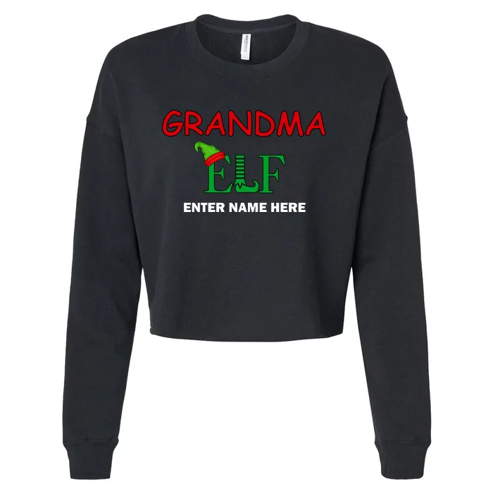 Personalize Grandma Elf Custom Family Matching Christmas Cropped Pullover Crew