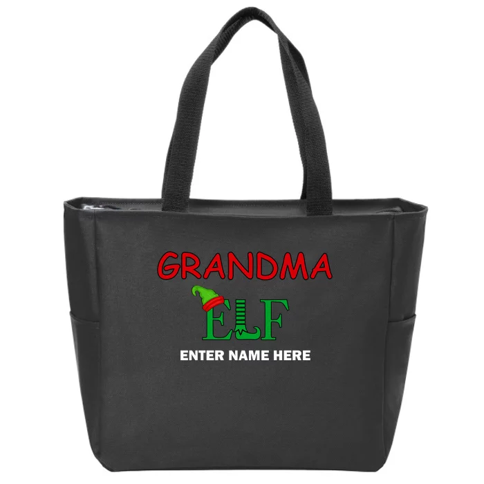 Personalize Grandma Elf Custom Family Matching Christmas Zip Tote Bag