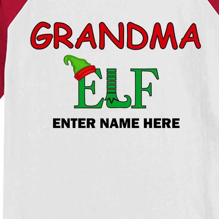 Personalize Grandma Elf Custom Family Matching Christmas Kids Colorblock Raglan Jersey