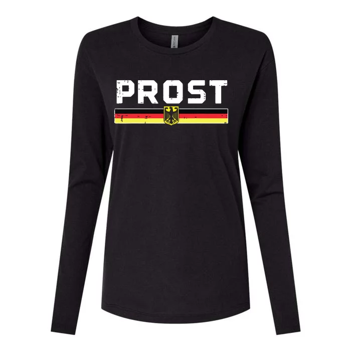 Prost German Flag Crest Eagle Bavarian Oktoberfest Womens Cotton Relaxed Long Sleeve T-Shirt