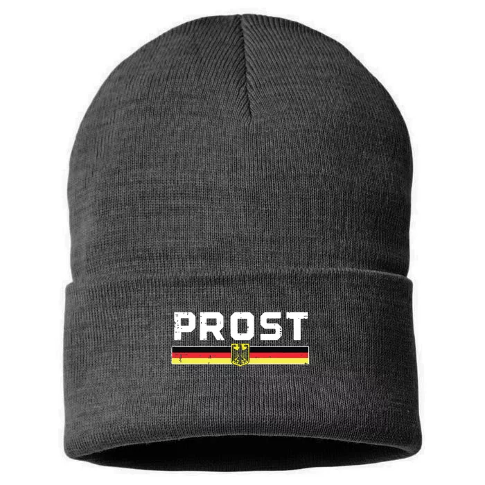 Prost German Flag Crest Eagle Bavarian Oktoberfest Sustainable Knit Beanie