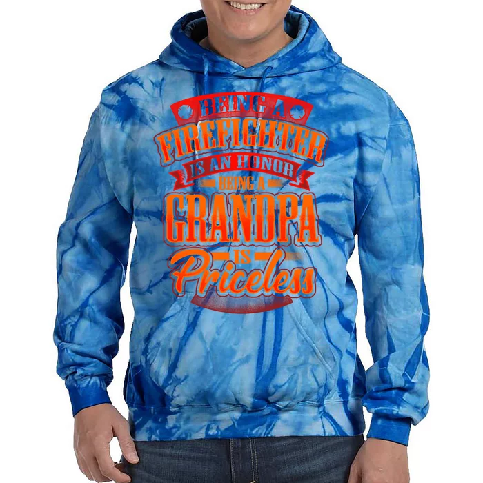 Proud Grandfather Firefighter Grandpa Quote Fire Saying Gift Tie Dye Hoodie