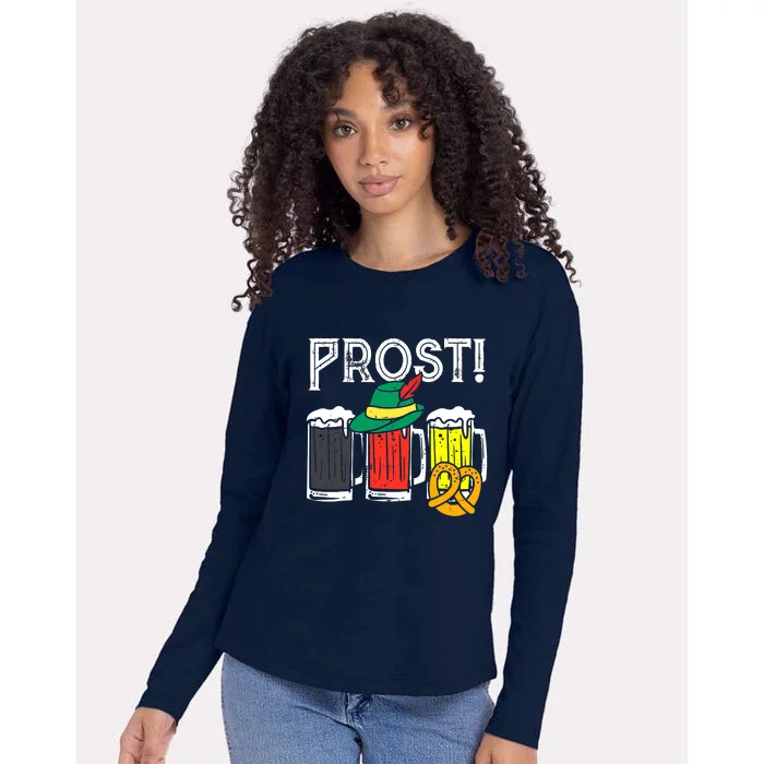 Prost German Flag Colors Hat Bavarian Oktoberfest Womens Cotton Relaxed Long Sleeve T-Shirt