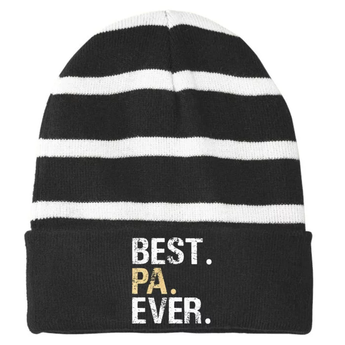 Pa Gift From Granddaughter Grandson Best Pa Striped Beanie with Solid Band