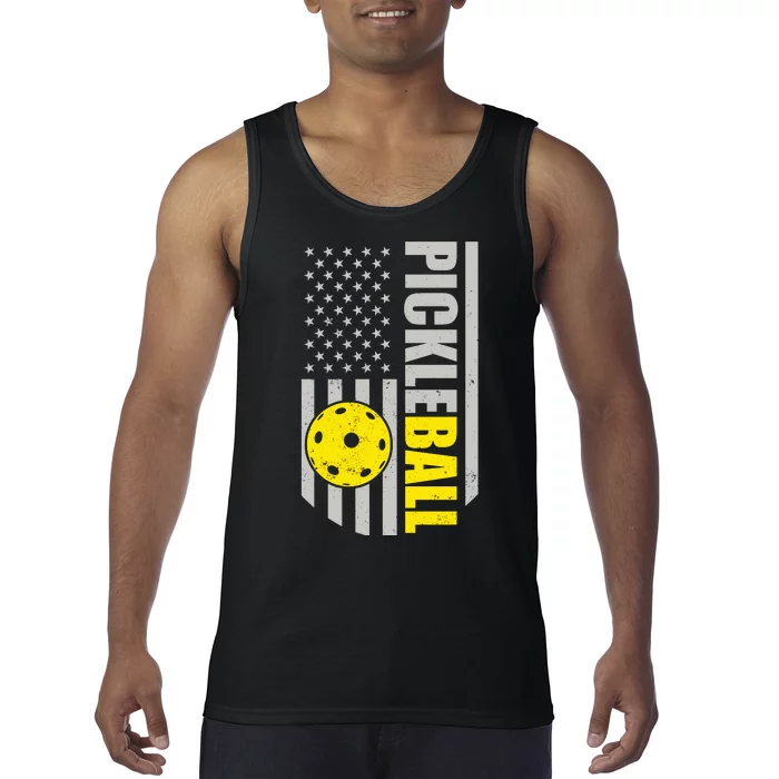 Pickleball Gift_American Flag Pickleball Paddle Tank Top