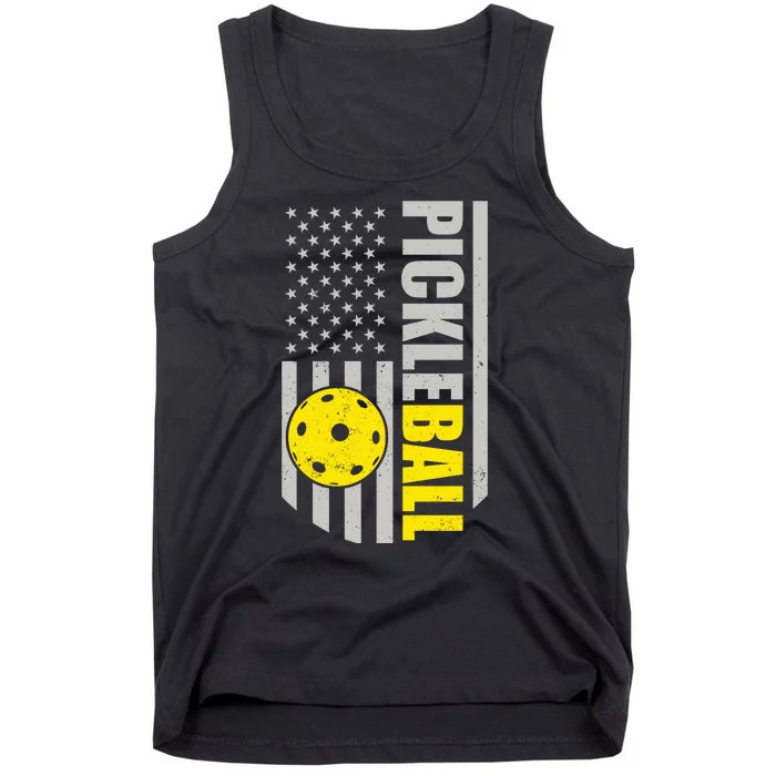 Pickleball Gift_American Flag Pickleball Paddle Tank Top