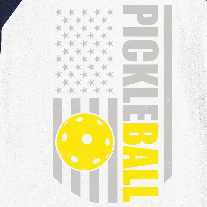 Pickleball Gift_American Flag Pickleball Paddle Baseball Sleeve Shirt