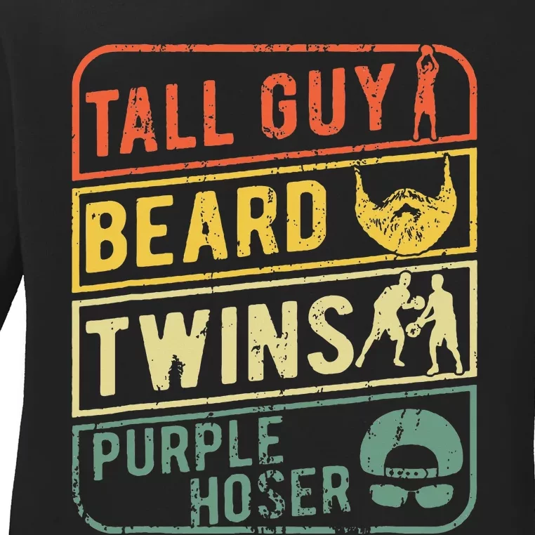 Perfect Gift For Dudetall Guy Beard Twins Purple Hoser Ladies Long Sleeve Shirt