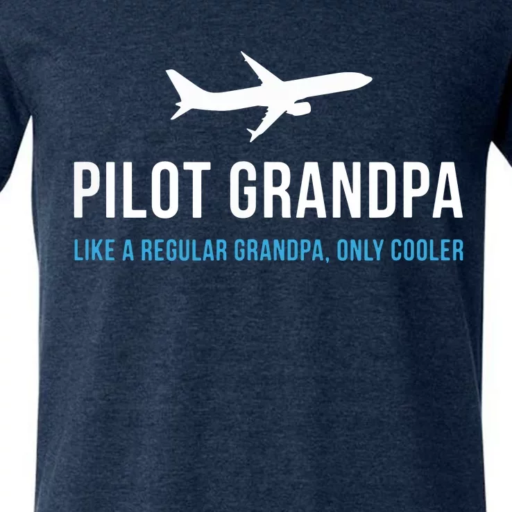 Pilot Grandpa Funny Cute Airplane Aviation Gift V-Neck T-Shirt