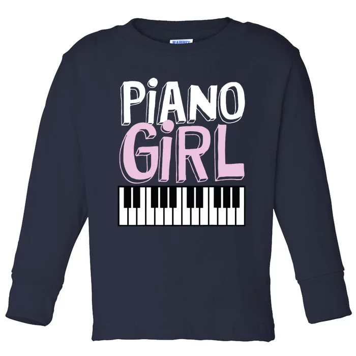 Piano Girl Funny Pianist Music Keyboardist Musician Outfit Toddler Long Sleeve Shirt