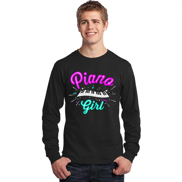 Piano Girl Funny Pianist Music Keyboardist Musician Outfit Tall Long Sleeve T-Shirt