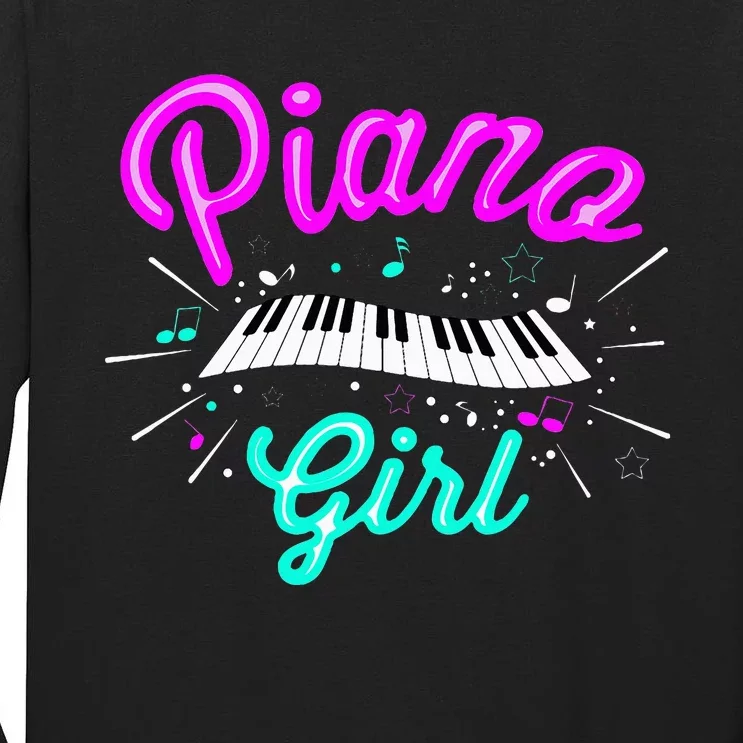 Piano Girl Funny Pianist Music Keyboardist Musician Outfit Tall Long Sleeve T-Shirt