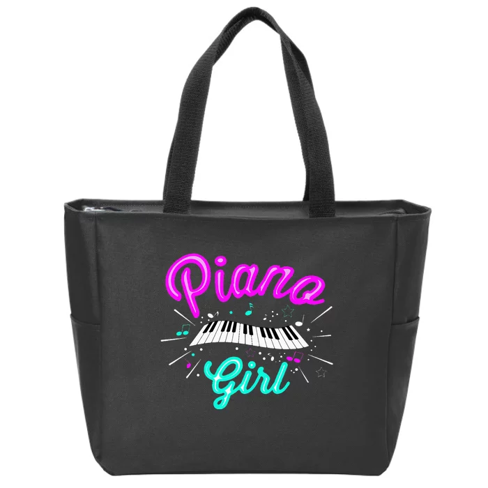 Piano Girl Funny Pianist Music Keyboardist Musician Outfit Zip Tote Bag