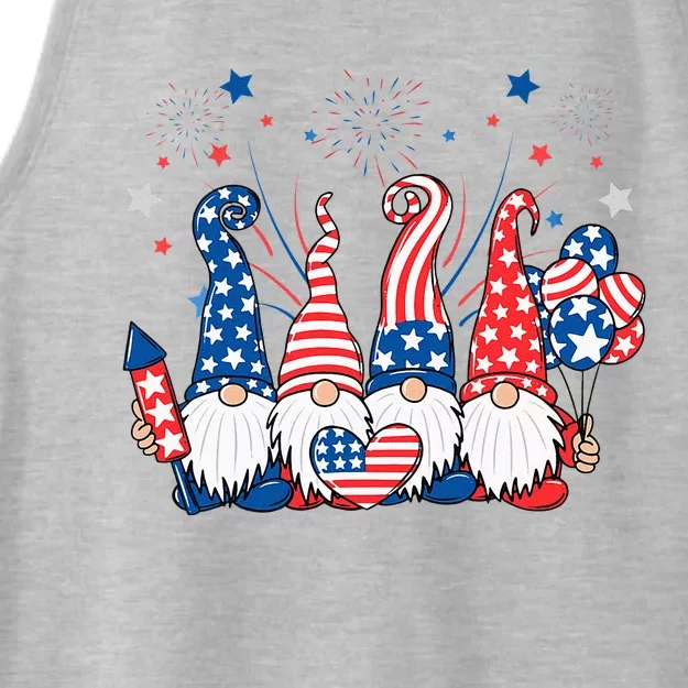 Patriotic Gnomes Fireworks USA Independence Day 4th Of July Ladies Tri-Blend Wicking Tank