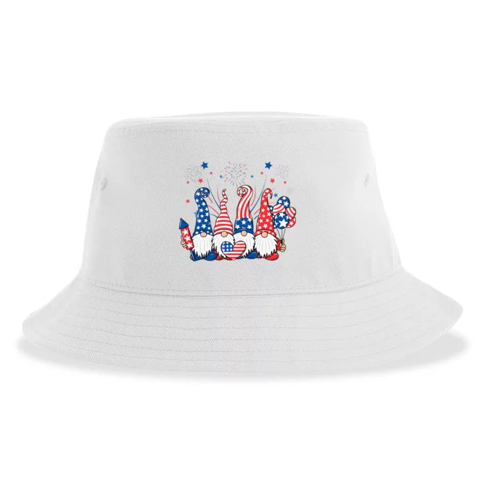 Patriotic Gnomes Fireworks USA Independence Day 4th Of July Sustainable Bucket Hat