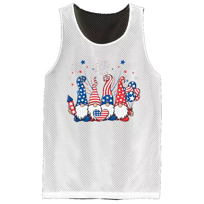 Patriotic Gnomes Fireworks USA Independence Day 4th Of July Mesh Reversible Basketball Jersey Tank