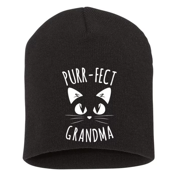 PURRFECT Grandma Fur Mom Cute Cat Lover Animal Gift Short Acrylic Beanie