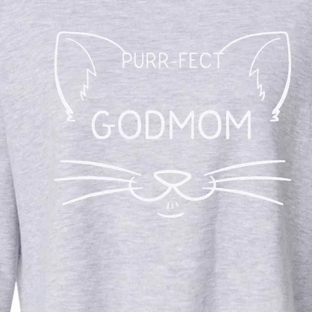 Purrfect Godmom Funny Cat Lover Godmother Kitty Owner Cropped Pullover Crew