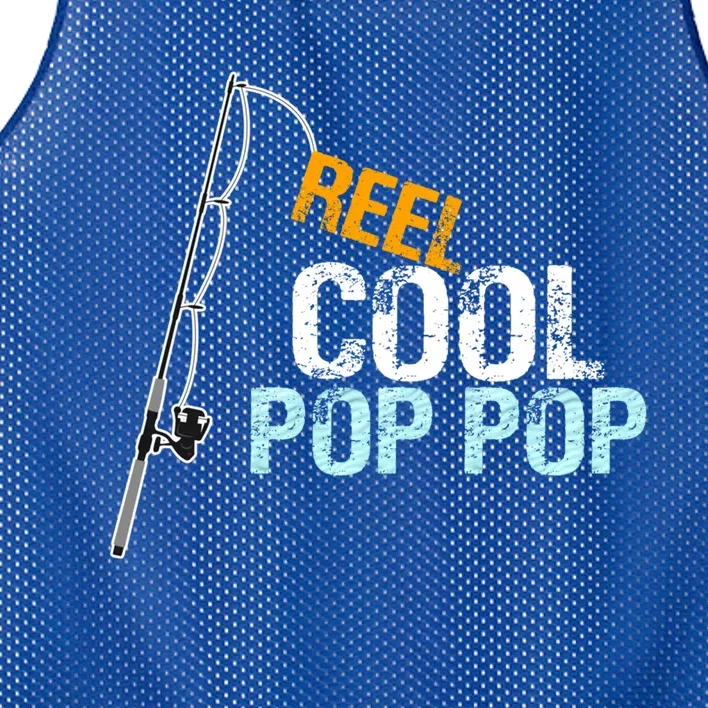 Poppop Gift From Granddaughter Grandson Reel Cool Pop Pop Cute Gift Mesh Reversible Basketball Jersey Tank