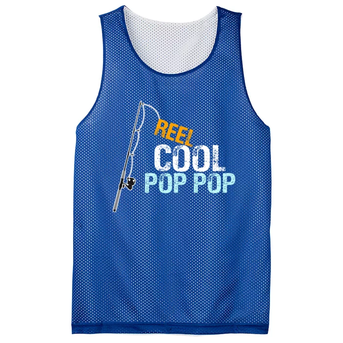 Poppop Gift From Granddaughter Grandson Reel Cool Pop Pop Cute Gift Mesh Reversible Basketball Jersey Tank