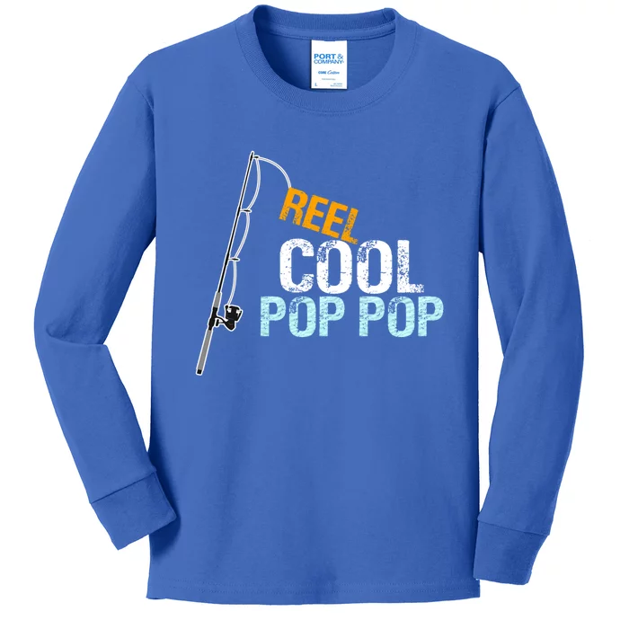 Poppop Gift From Granddaughter Grandson Reel Cool Pop Pop Cute Gift Kids Long Sleeve Shirt