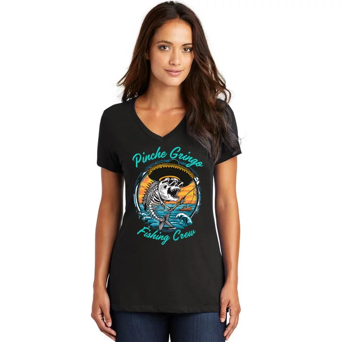 P.I.N.C.H.E G.R.I.N.G.O Fishing Crew Women's V-Neck T-Shirt