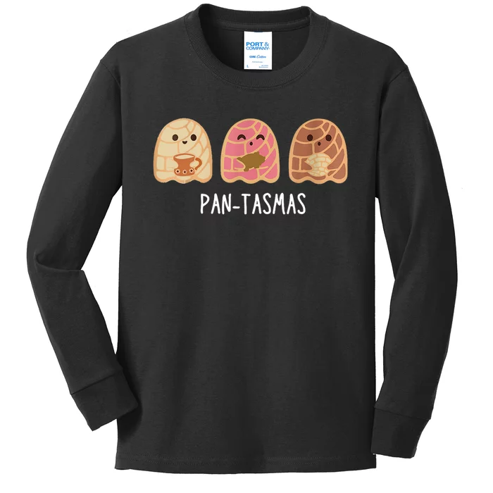 Pantasmas Ghost Funny Spooky Conchas Mexican Ghost Kids Long Sleeve Shirt