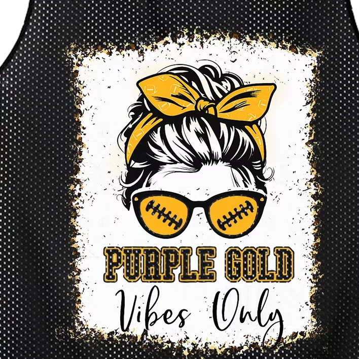 Purple Gold Football Mom Women Mother Football Vibes Mesh Reversible Basketball Jersey Tank