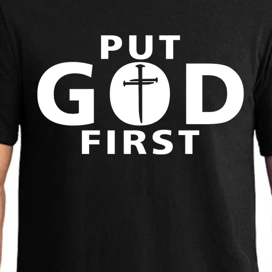 Put God First Christian 3 Nails Cross Catholic Jesus Christ Pajama Set