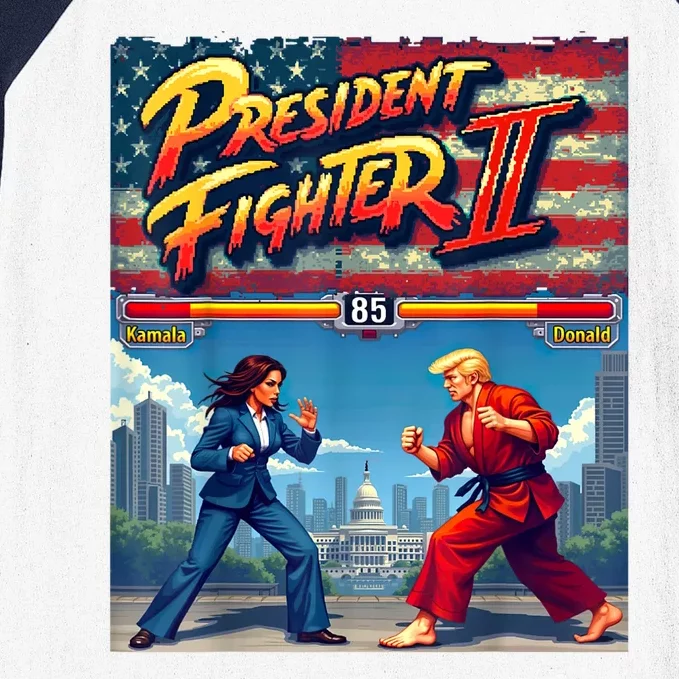 Political Game Fight Parody Kamala Vs Donald Retro Baseball Sleeve Shirt