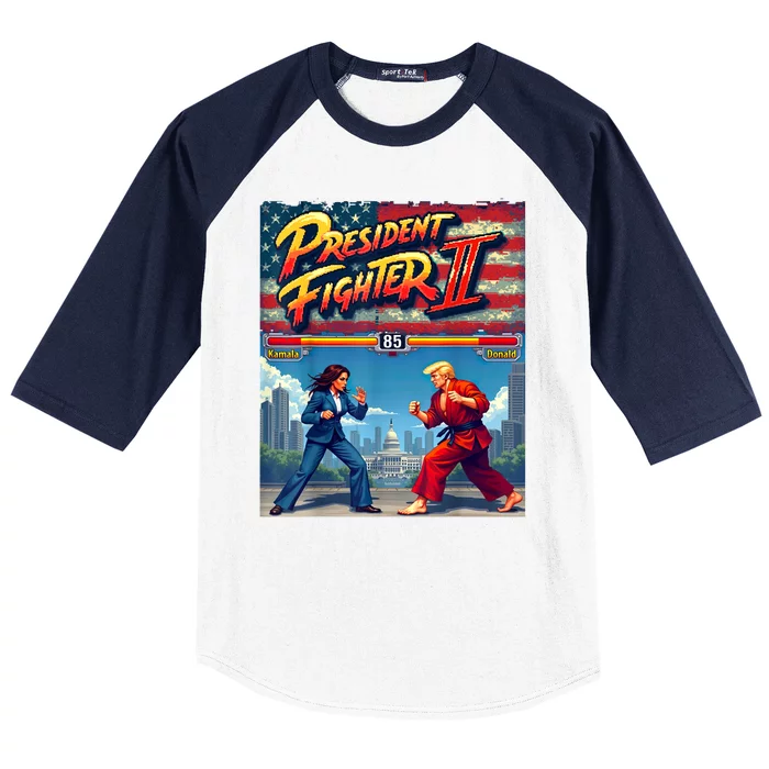 Political Game Fight Parody Kamala Vs Donald Retro Baseball Sleeve Shirt