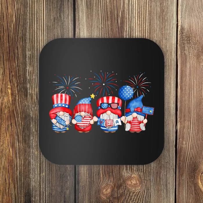 Patriotic Gnomes Fireworks USA Independence Day 4th Of July Coaster