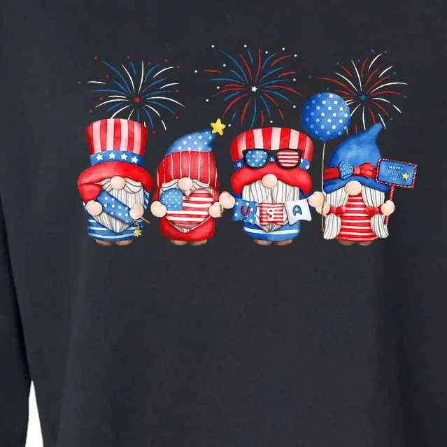 Patriotic Gnomes Fireworks USA Independence Day 4th Of July Cropped Pullover Crew