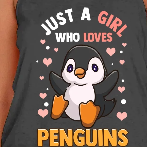 Penguin Gift For Girls Just A Girl Who Loves Penguins Gift Women's Knotted Racerback Tank