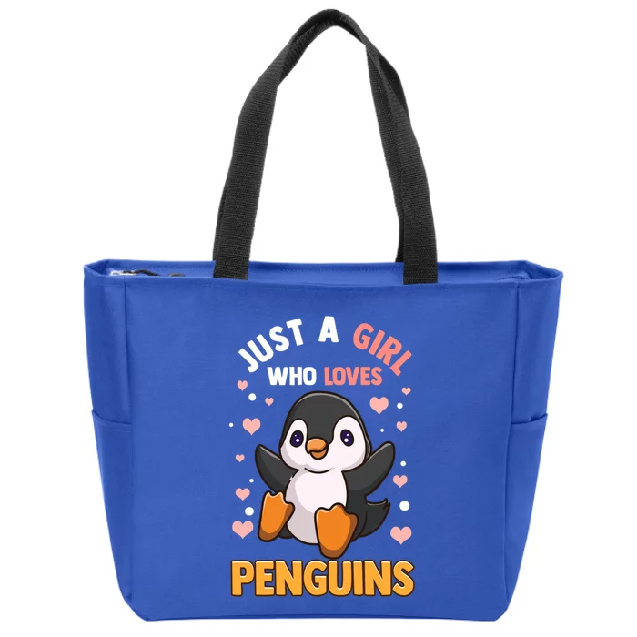 Penguin Gift For Girls Just A Girl Who Loves Penguins Gift Zip Tote Bag