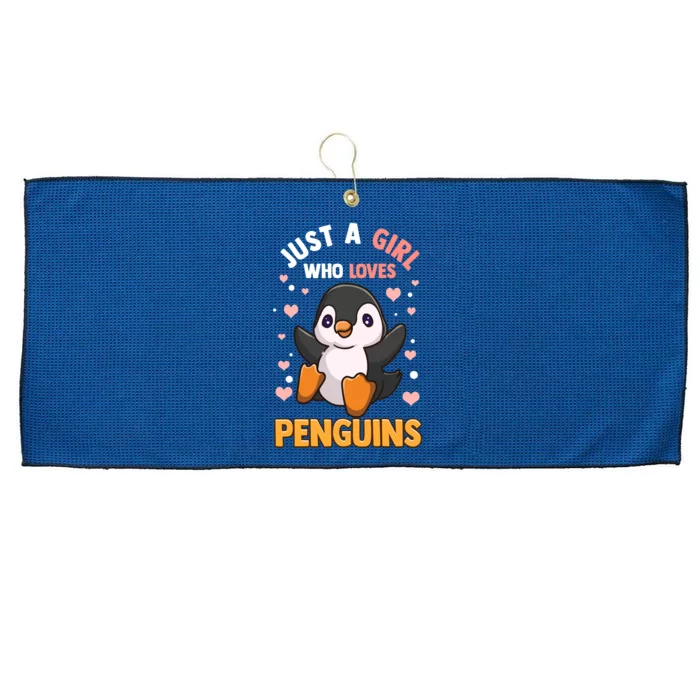 Penguin Gift For Girls Just A Girl Who Loves Penguins Gift Large Microfiber Waffle Golf Towel