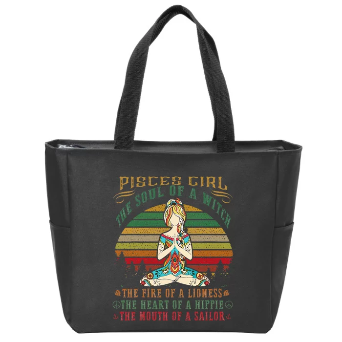 Pisces Girl For Yoga Black Women Birthday Gifts Zip Tote Bag