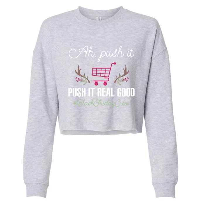 Put Good Friday Crew Squad Shopping Black Cart Lover Gift Cropped Pullover Crew