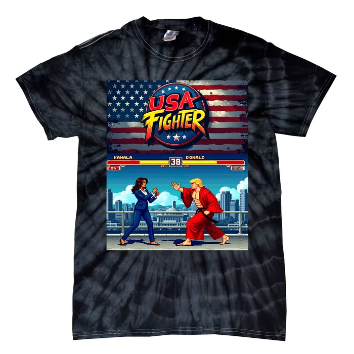 Political Game Fight Parody Kamala Vs Donald Retro Tie-Dye T-Shirt