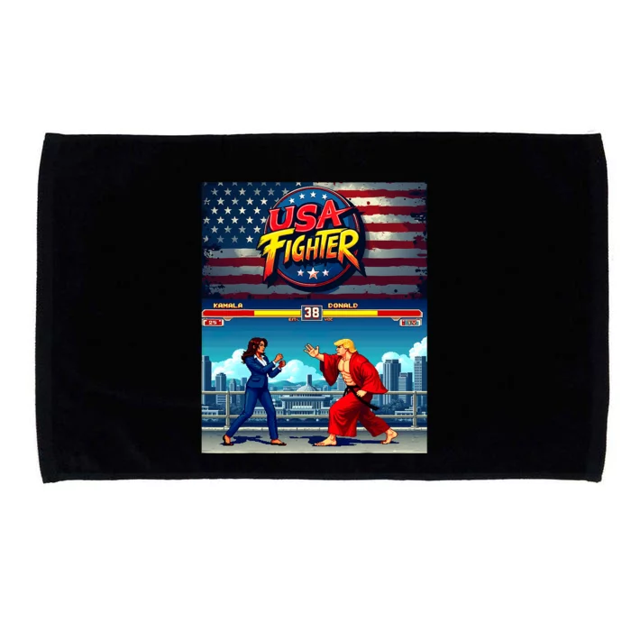 Political Game Fight Parody Kamala Vs Donald Retro Microfiber Hand Towel