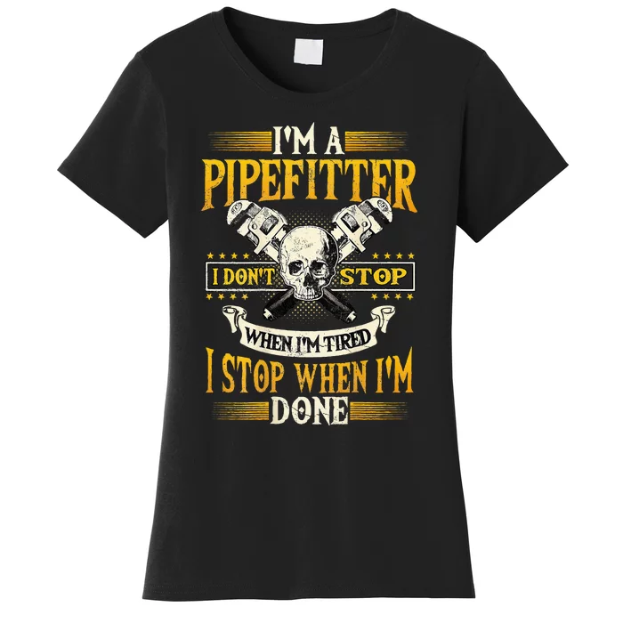 Pipefitter Gifts Funny Plumber Image On Back Women's T-Shirt