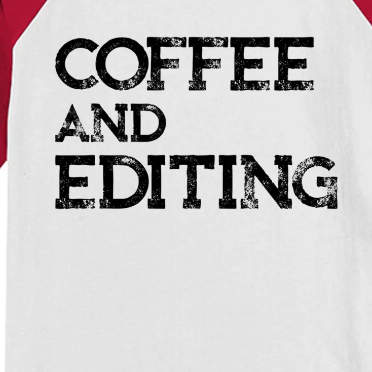 Photographer Gift Funny Photography Coffee And Editing Cute Gift Meaningful Gift Kids Colorblock Raglan Jersey