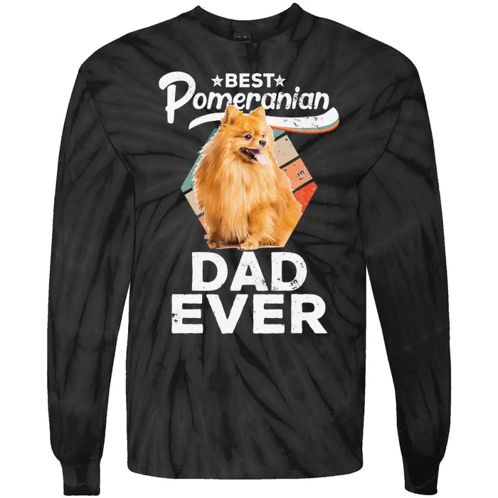 Pomeranian Gifts for Best Pomeranian Dad Ever Tie-Dye Long Sleeve Shirt